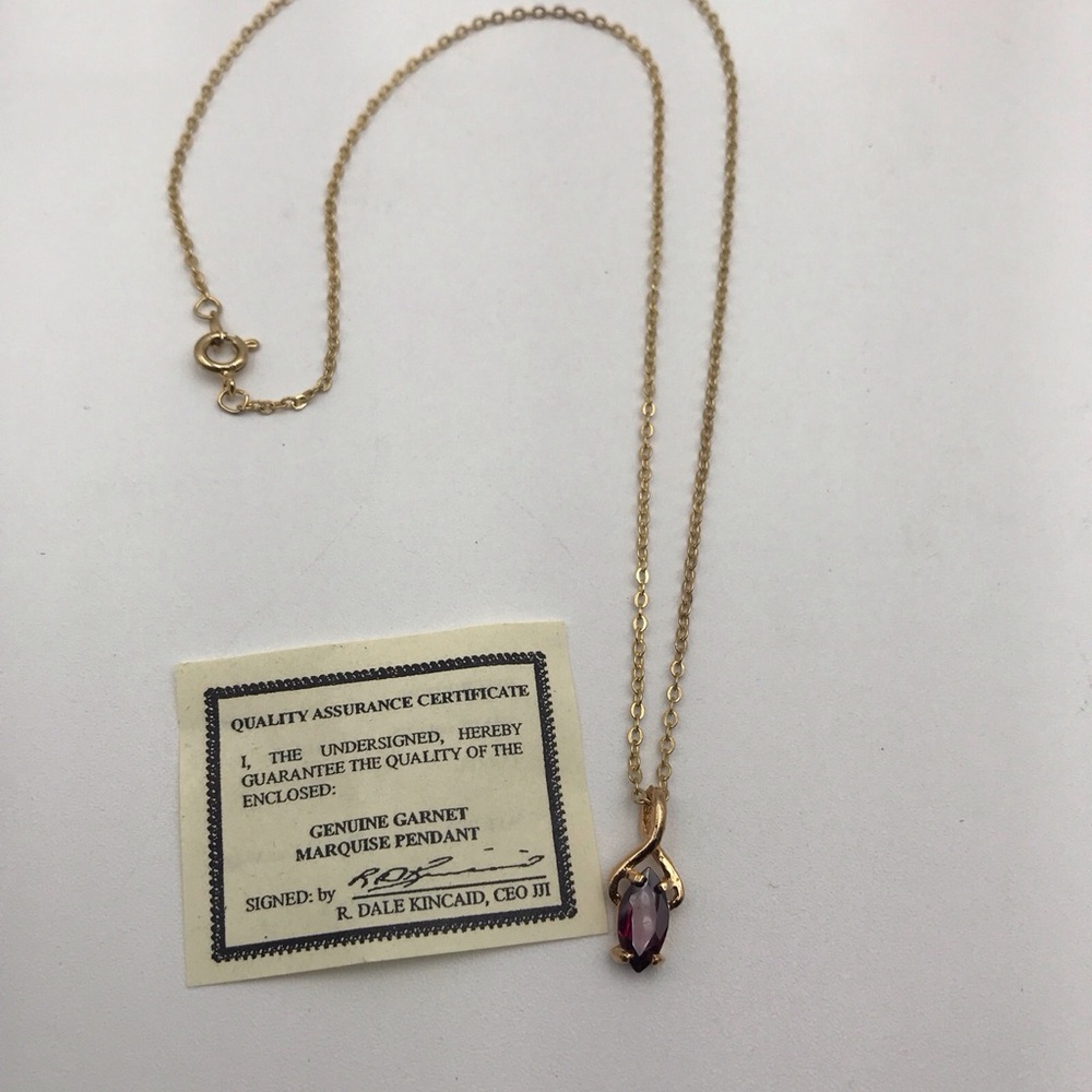 Vintage R. Dale Kincaid Garnet Marquise Pendant w/ Certificate of Authenticity